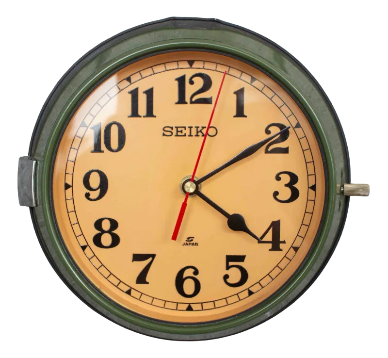 Vintage Navy Green Wall Clock from Seiko, 1990s | Chairish