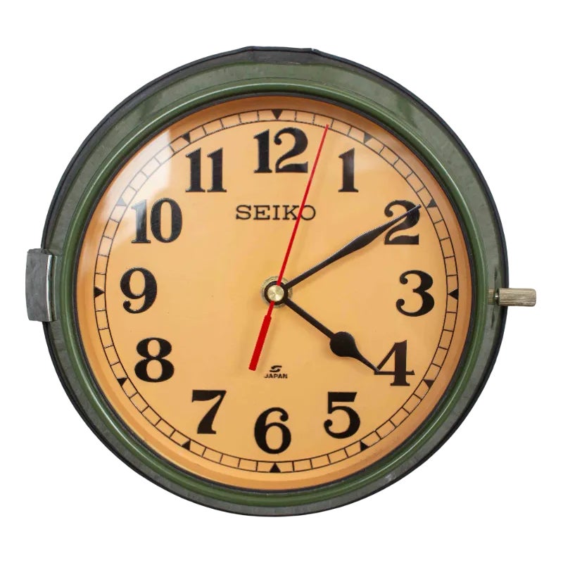 vintage-navy-green-wall-clock-