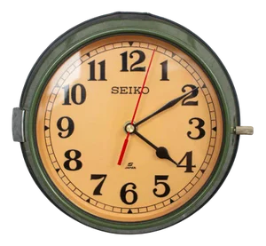 Vintage Navy Green Wall Clock from Seiko, 1990s