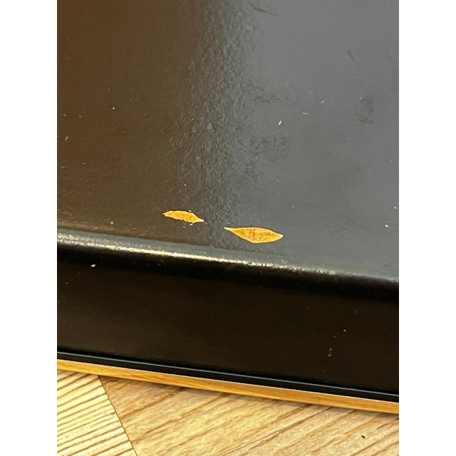 Plastic Vintage Japanese Black Lacquer Serving Trays For Sale - Image 7 of 12