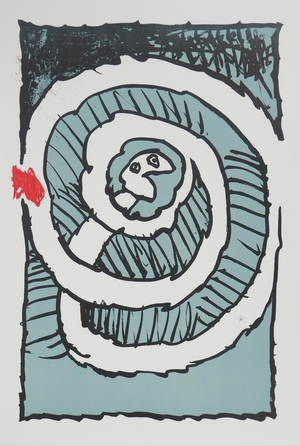 Pierre Alechinsky, Festival d'automne (Bleu), Lithograph