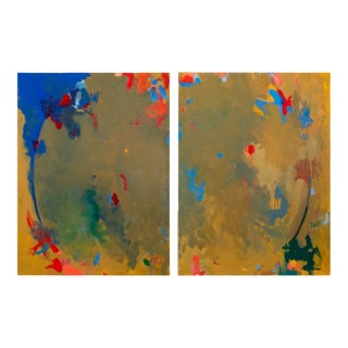 Robert O'Meara Abstract Composition Diptych Oil For Sale
