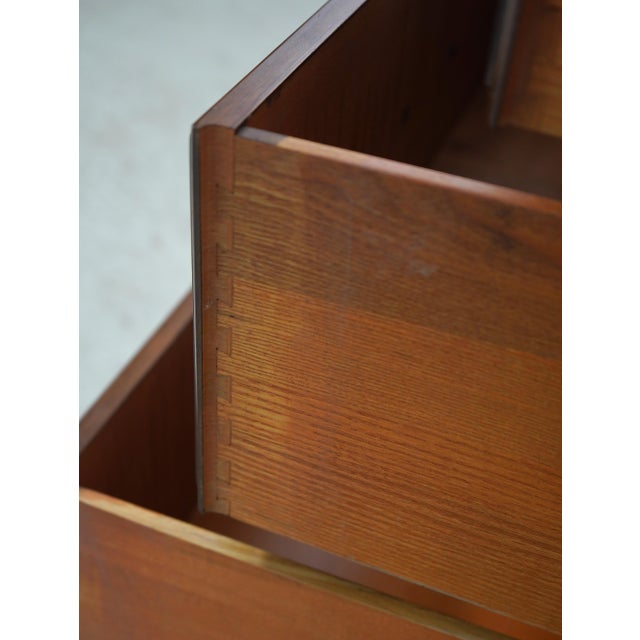 Vintage French Country Walnut Finish Low Dresser For Sale - Image 4 of 17