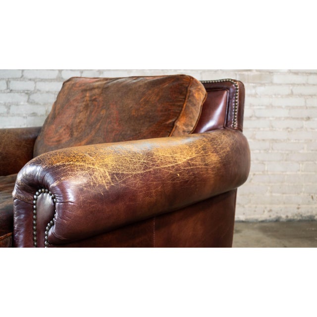 Ralph Lauren Leather and Paisley Velvet Club Chair For Sale - Image 13 of 16