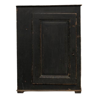 Antique Primitive Black Fir Wood Storage Cabinet For Sale