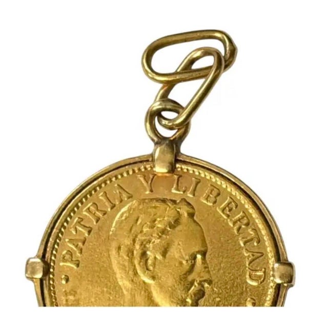 Modern Vintage 14k Gold Cuban Dos Pesos Coin Pendant, 1916 For Sale - Image 3 of 8