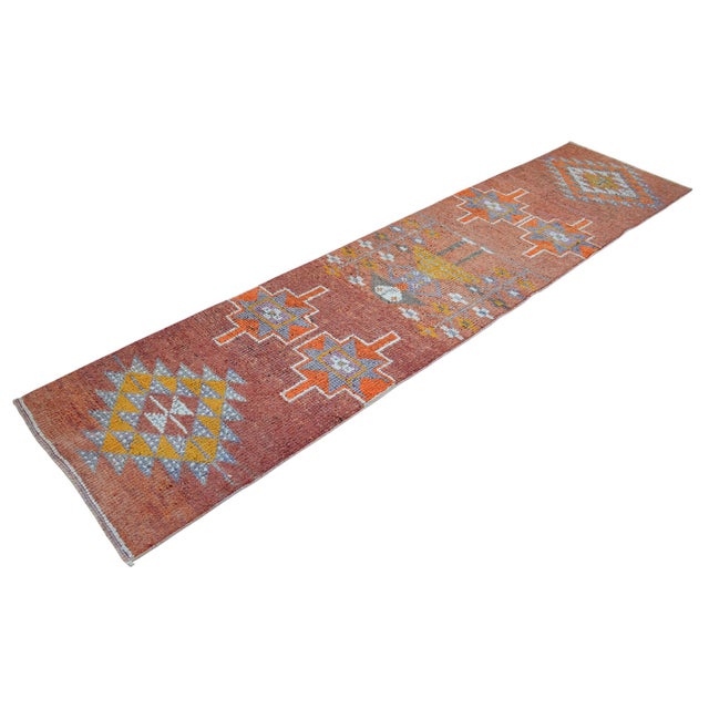 1960s Vintage Hand Knotted Turkish Runner For Sale - Image 6 of 15