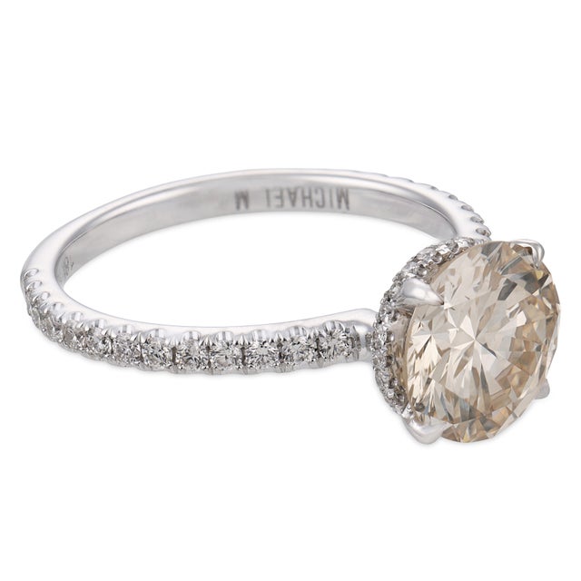 Contemporary Gia 2.18 Carat Fancy Color Diamond 18k White Gold Engagement Ring, Size 6.5 For Sale - Image 4 of 6