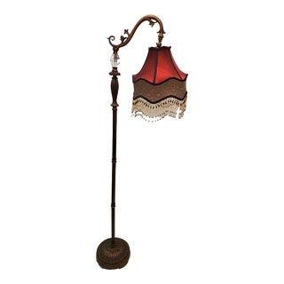 Vintage Dale Tiffany Beaded Ruby Downbridge Angled Floor Lamp For Sale