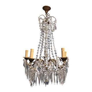 Chandelier in Bronze and Glass with Tassels For Sale