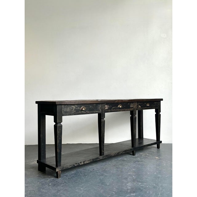 Vintage Patinated Long Console Table For Sale - Image 11 of 13