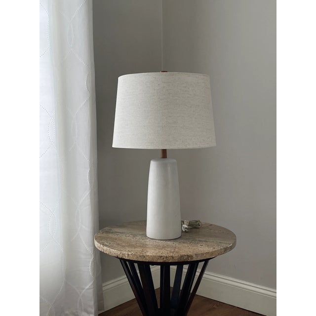 Wood Jane and Gordon Martz Minimalist Table Lamp in Ceramic and Walnut For Sale - Image 7 of 7