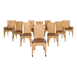 Set of Ten Bill Sofield McGuire Danish Cord Cocoon Dining Chairs For Sale