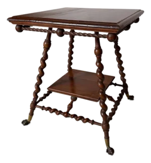 Antique Solid Wood Barley Twist Lamp Side/Table With Claw Feet After Merklen Furniture Company