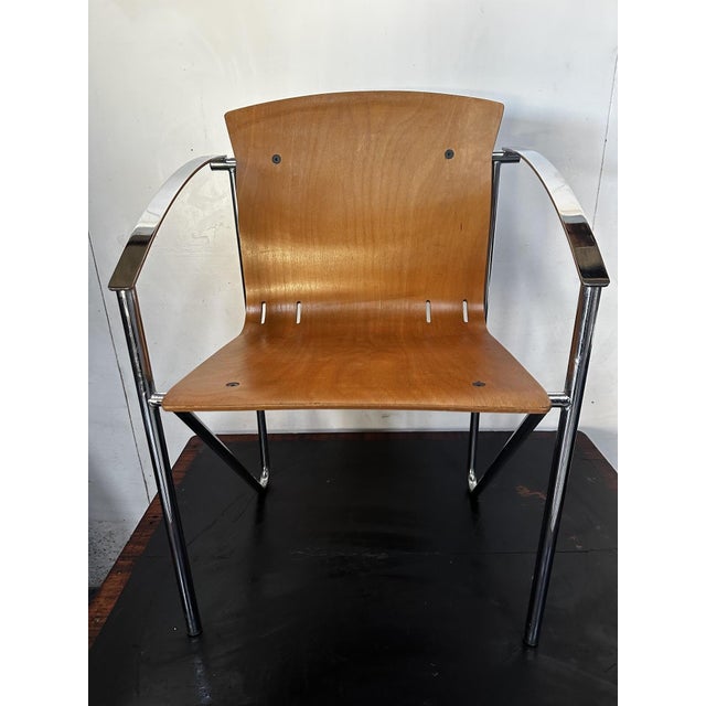 Vintage Chrome and Beech Dining Chair in Bentwood, 1990s For Sale - Image 12 of 17