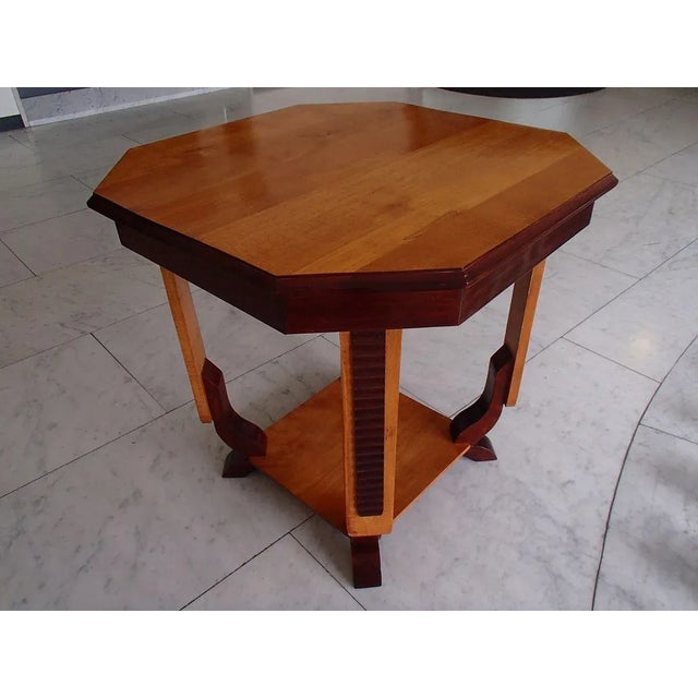 Art Deco Square Walnut Coffee Table with Carvings, in Very Good conditions. Designed 1920 to 1949