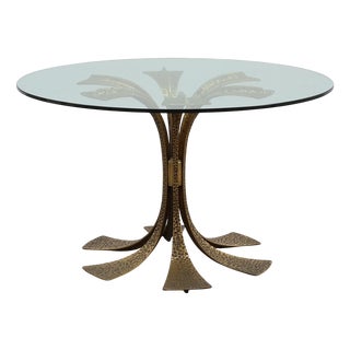 Mid-Century Modern Italian Table in Bronze with Glass Top, 1970s For Sale