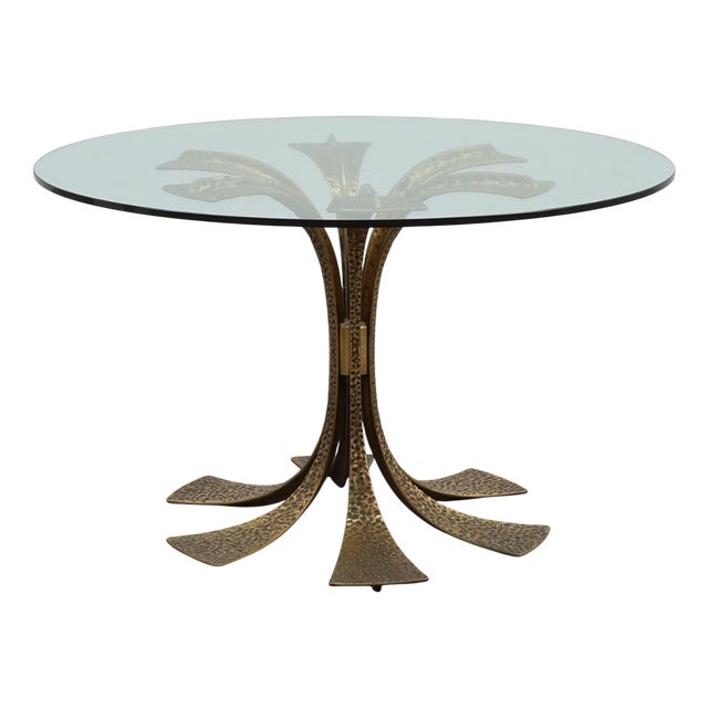 Mid-Century Modern Italian Table in Bronze with Glass Top, 1970s For Sale