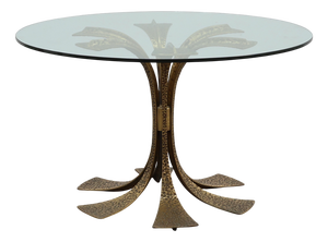 Mid-Century Modern Italian Table in Bronze with Glass Top, 1970s