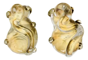 Mariquita Masterson’s One of a Kind Hand Dripped Glass ‘S’ Earrings in Honey, Set in Vermeil