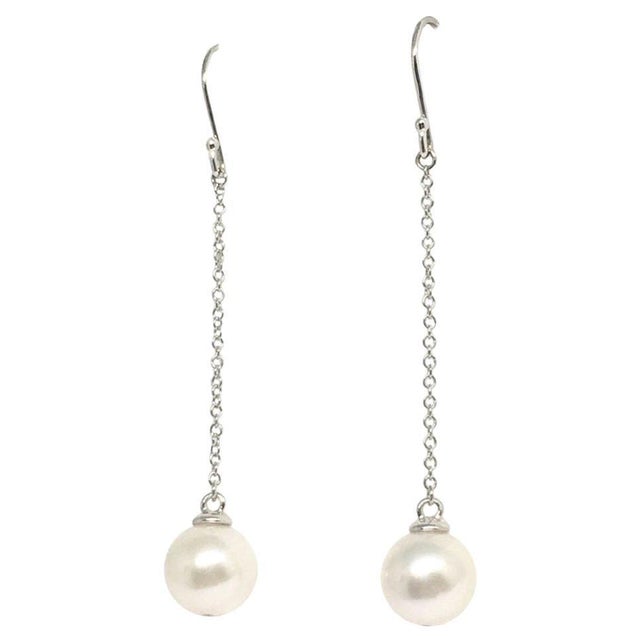 Akoya Pearl Drop Earrings14 Karat Gold Women Certified For Sale In New York - Image 6 of 9