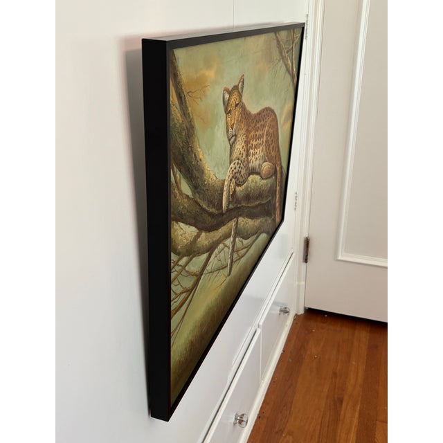 20th Century Original Oil on Canvas of a Leopard by E. Max For Sale - Image 6 of 8