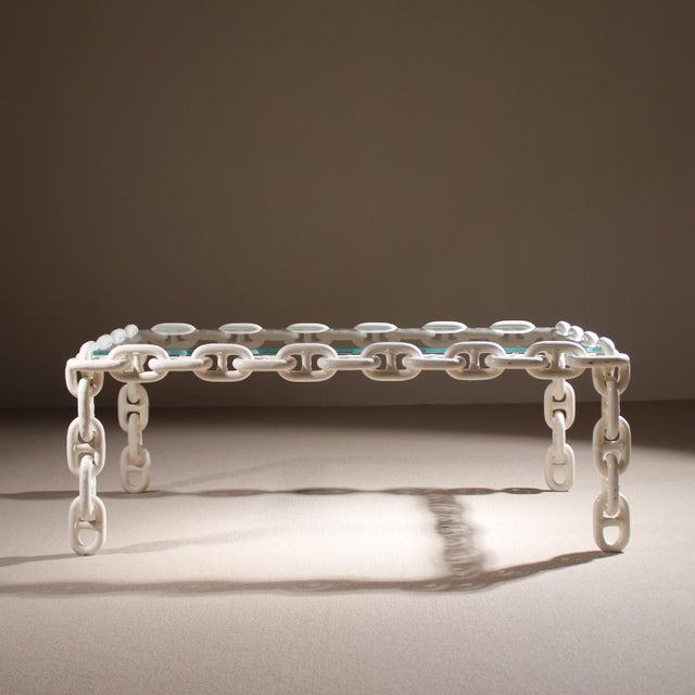 Vintage French Brutalist Chain Link Coffee Table, 1970s For Sale - Image 14 of 17