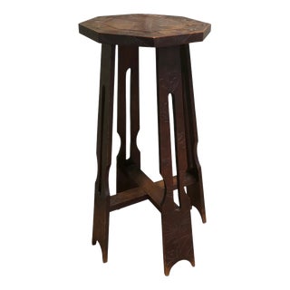 Antique Arts and Crafts Carved Elm Octagonal Plant Stand from Liberty & Co, 1880 For Sale