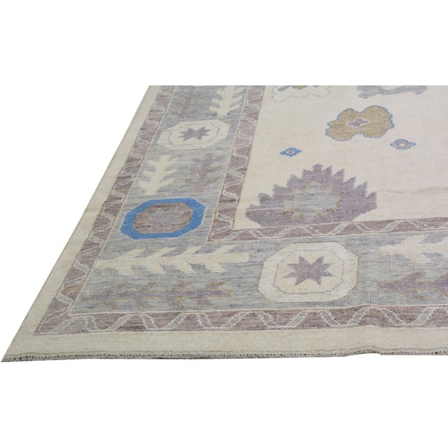 Pakistani Oushak Hand Knotted Wool Rug, 10'5"x14' For Sale - Image 4 of 6