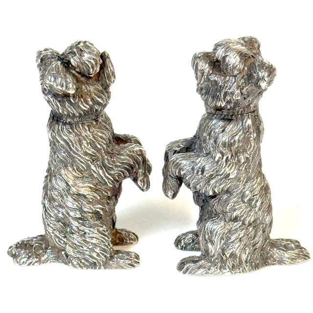 Pair Edwardian Sterling Terrier Salt & Pepper London, Jonathan Howell, 1906/1913 For Sale - Image 10 of 18