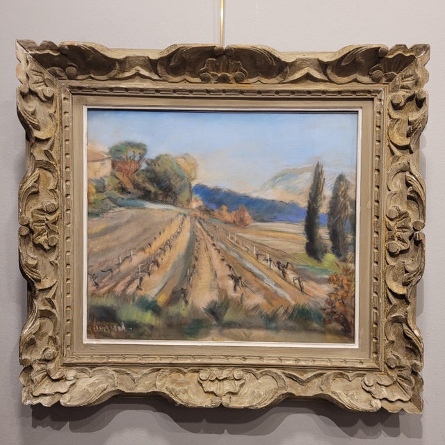 Pastel painting “Vineyard in Provence”, French School, early 20th century – France This spectacular pastel painting offers...