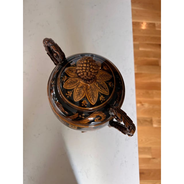 Metal 1990s Elegant Timeless Black and Gold Ornate Traditional Grecian Urn, 17" Tall For Sale - Image 7 of 10