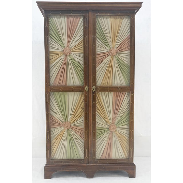 Wood Very Fine 1900s Antique Russian Brass Inlay Two Glass Doors Storage Cabinet For Sale - Image 7 of 13