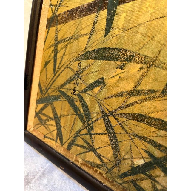 Gold Antique Japanese Hand Painted Panels a Pair For Sale - Image 8 of 12