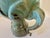 Pistachio Ceramic Glazed Vase With Elephant Trunks as Handles and Writing on the Bottom of Turquois Color Vessel For Sale - Image 8 of 12