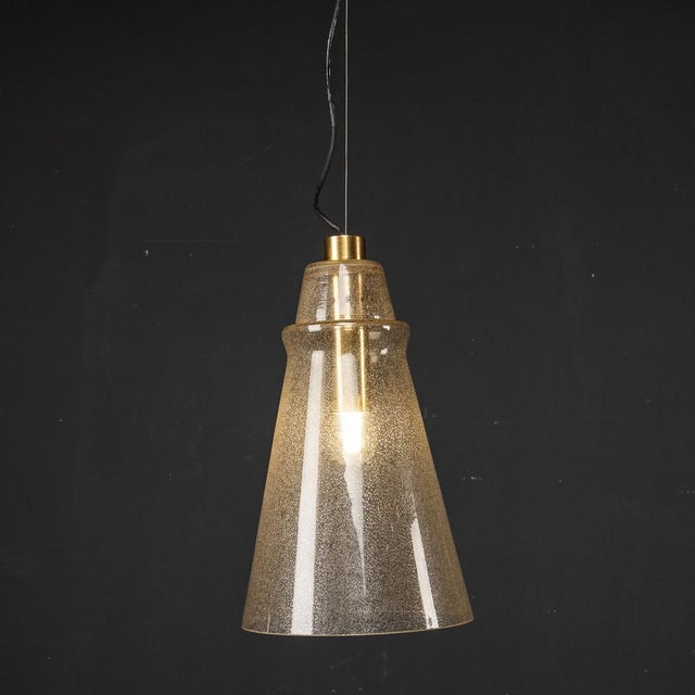 1970s 20th Century Italian Murano Glass Cone Shaped Pendant Light, 1970s For Sale - Image 5 of 11
