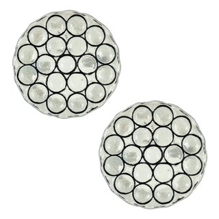 Mid-Century Modern Glass Flush Mounts from Limburg, Germany, 1970s, Set of 2 For Sale