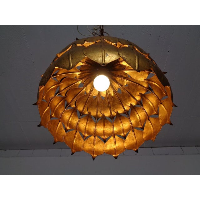 Large Golden Lotus Ceiling Lamp from Hans Kögl, Germany, 1960s For Sale - Image 6 of 18