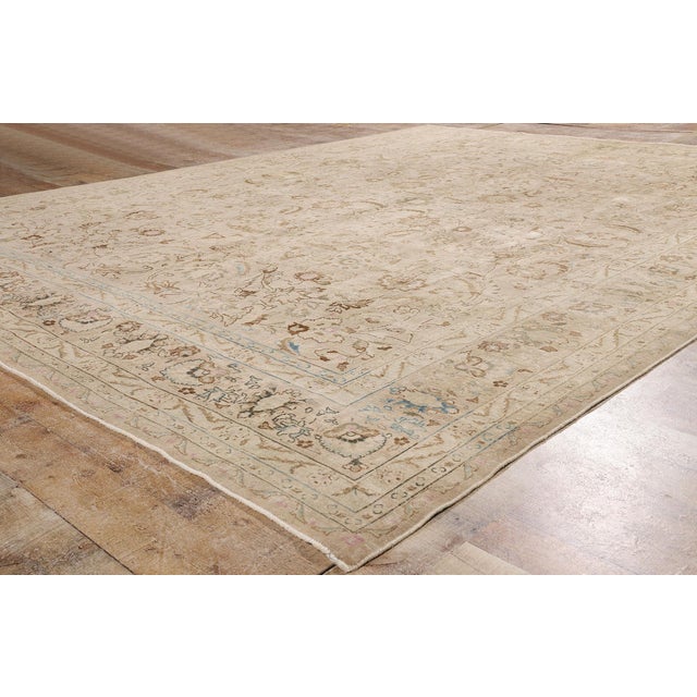 Tan Antique Persian Tabriz Rug, 09'06 X 12'04 For Sale - Image 8 of 10
