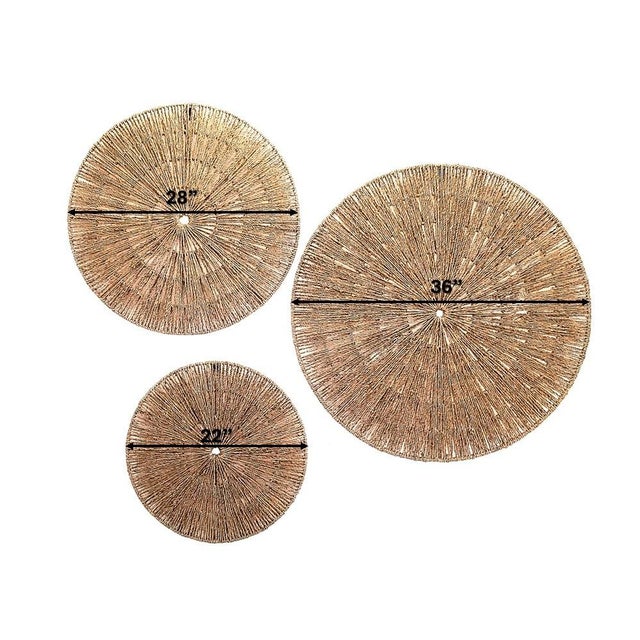 Mid-Century Modern Wall Sculptures Jute Trio Metal Frame For Sale - Image 3 of 9
