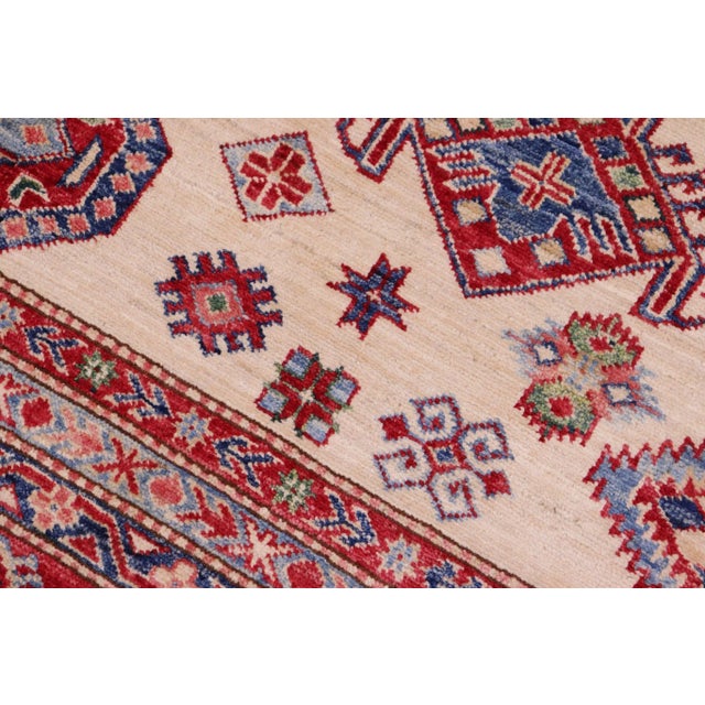 Metal 1990s 1990s Rustic Kazak Beige/Red Wool Rug - 8'1'' X 9'7'' For Sale - Image 7 of 10