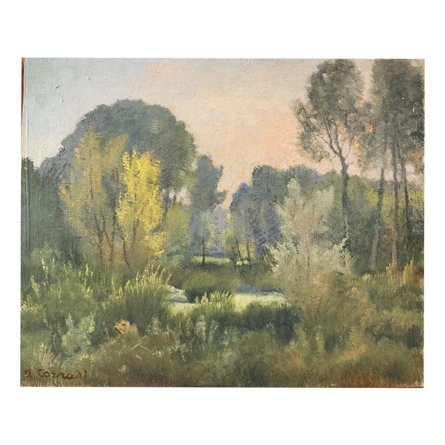 Alfonso Corradi, Woodland Landscape, Late 19th Century, Oil Painting on Panel For Sale