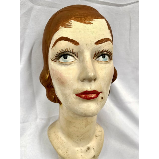 Mid-Century Modern Mid-Century Hand Painted Woman's Head Hat Stand For Sale - Image 3 of 8