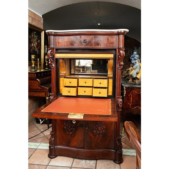 Antique 19th Century Louis Philippe Neapolitan Mahogany Secretary Desk For Sale - Image 3 of 11