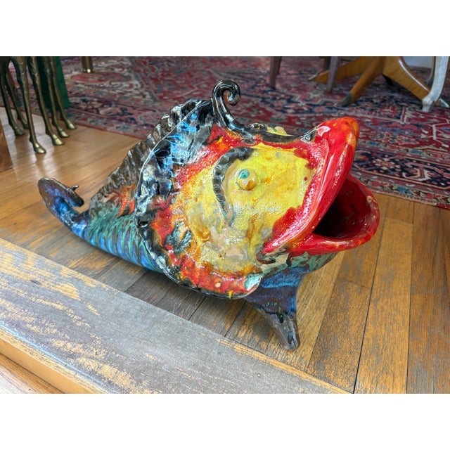 1950s Italian Glazed Terracotta Fish Sculpture For Sale - Image 15 of 15