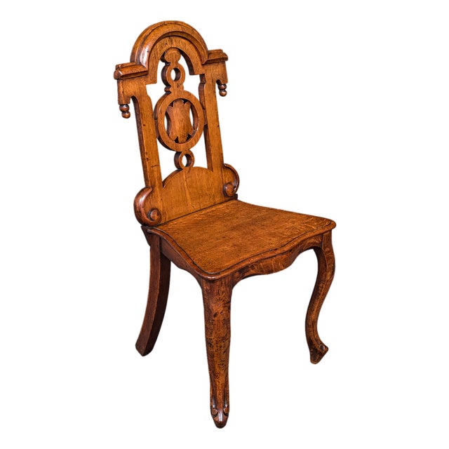 Antique Reception Hall Chair, Scottish, Oak, Side, Occasional Seat, Victorian For Sale