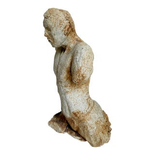 Mid 20th C Nude Male Figurative Studio Pottery Sculpture For Sale