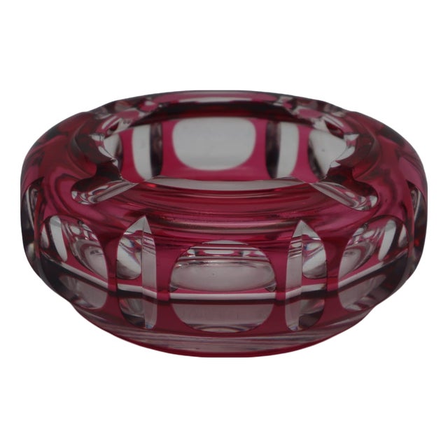 Belgian Faceted Crystal Ashtray from Val Saint Lambert, 1960s For Sale