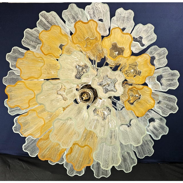 1980s Vintage Amber and Crystal Murano Glass Chandelier, 1980s For Sale - Image 5 of 13