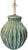 Large vintage ceramic table lamp featuring a sculptural ribbed gourd-form silhouette and richly variegated green drip...